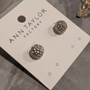 Ann Taylor Gold Crystal Ball Earrings & Necklace Set